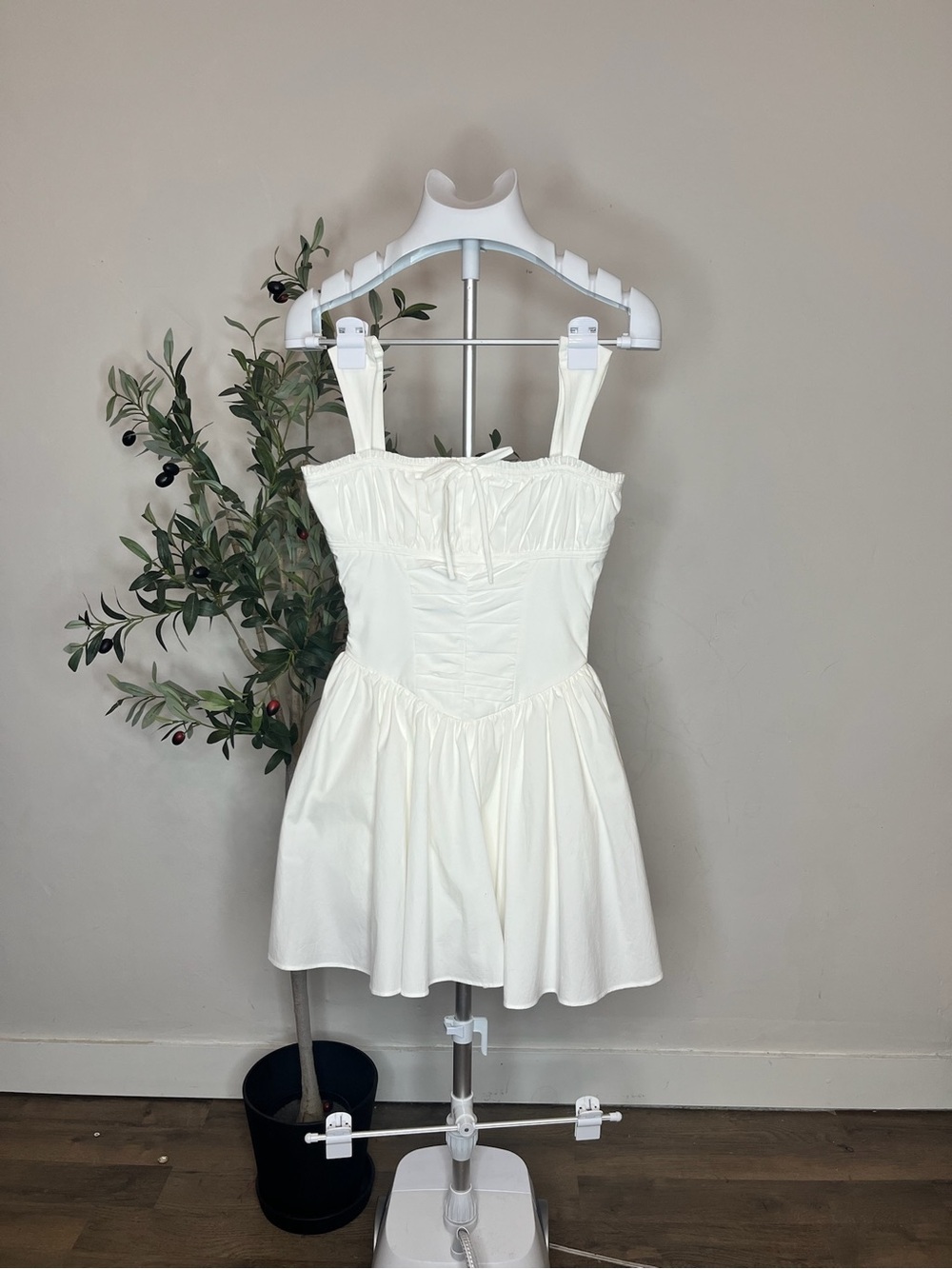 House of CB Ivory Ruffle-Trim Dress